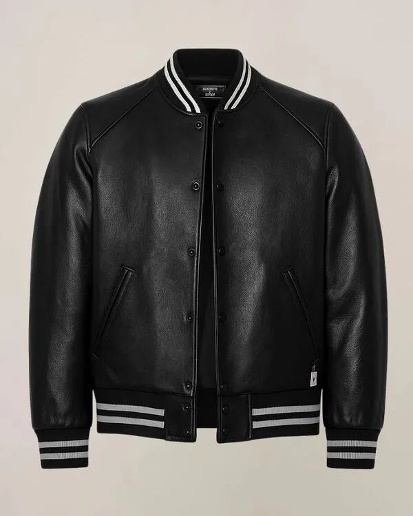 Black Leather Bomber Jacket