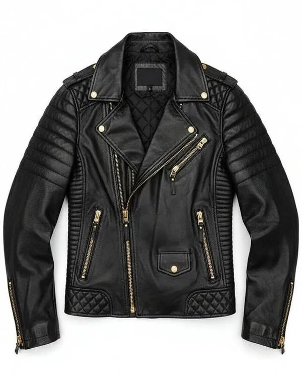 Black Men Biker Custom Leather Jacket
