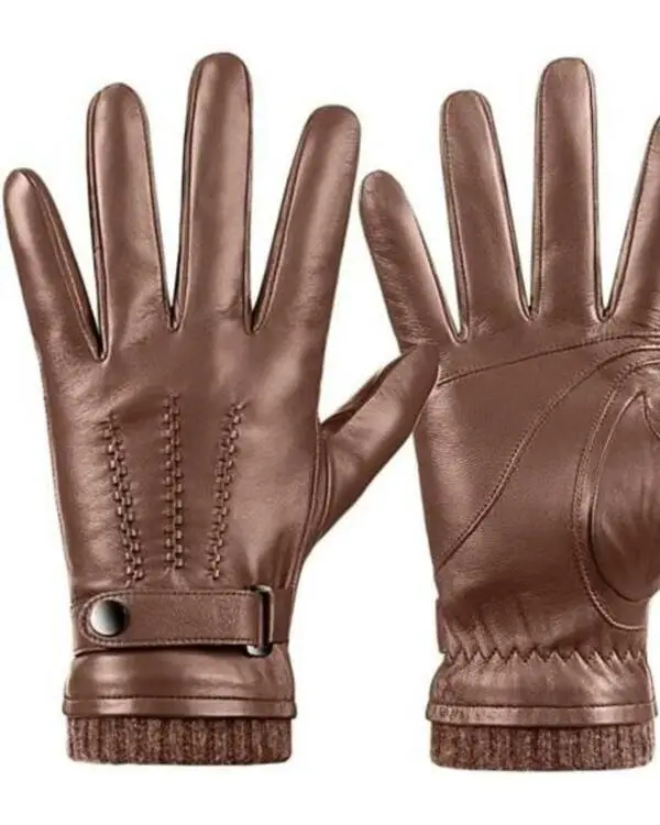 Brown Sheepskin Leather Winter Glove