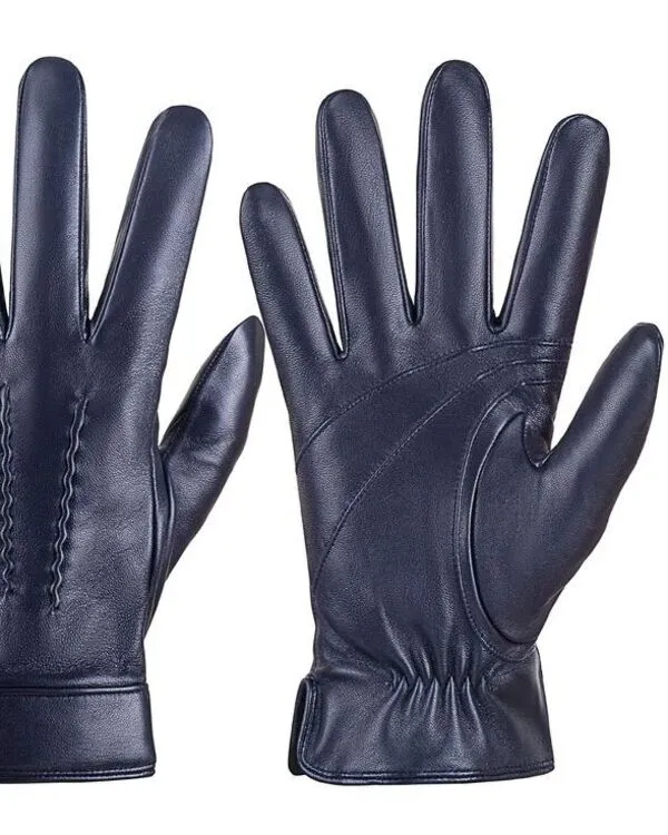 Navy Blue Sheepskin Winter Glove
