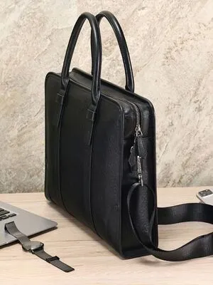 Black Leather Laptop Briefcase Manufactured by Vixen Leather