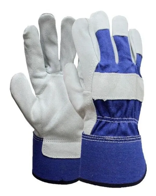 Blue Cuff Split Leather Rigger Glove