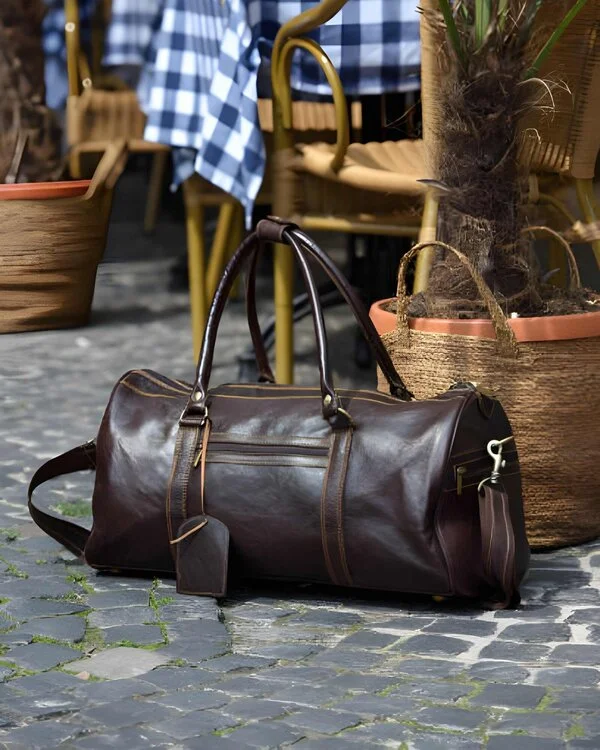 Brown Private Label Leather Duffle Bag By Vixen Leather
