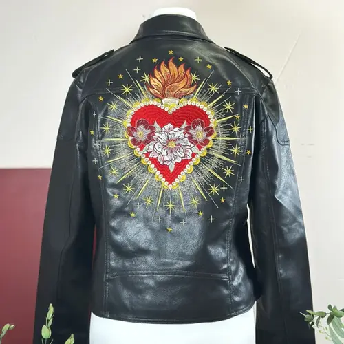 Custom Embroidered Leather Jacket By Vixen Leather