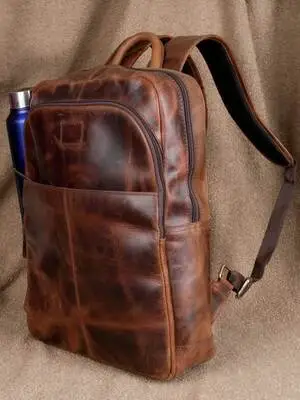 Laptop & tech-friendly leather Backpack