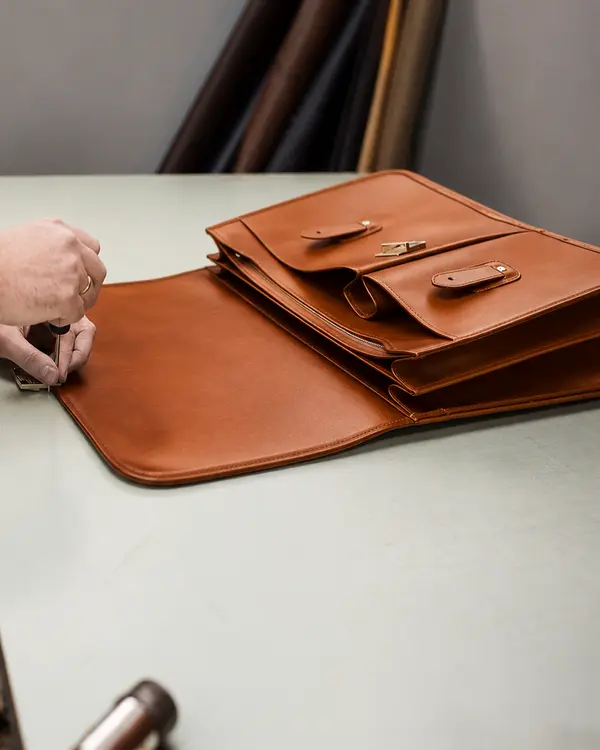 Men Quality Checking Leather Briefxase in Vixen Leather Company