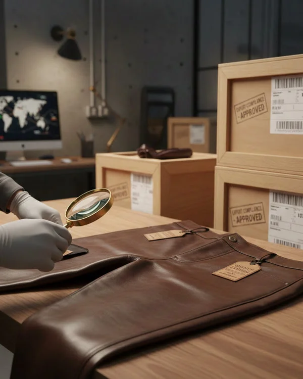 Quality Checking of leather pant Manufactured by Vixen Leather Leather