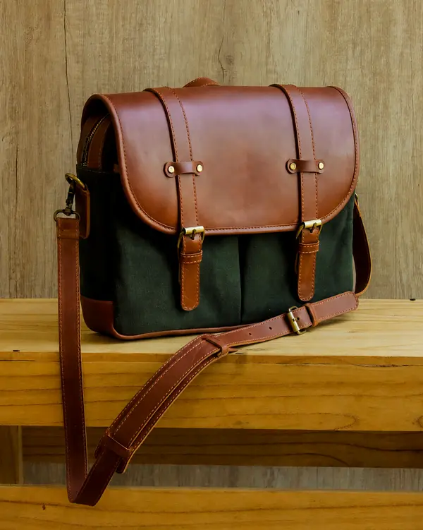 Top Grain and Suede Leather Briefcase manufactured By Vixen Leather