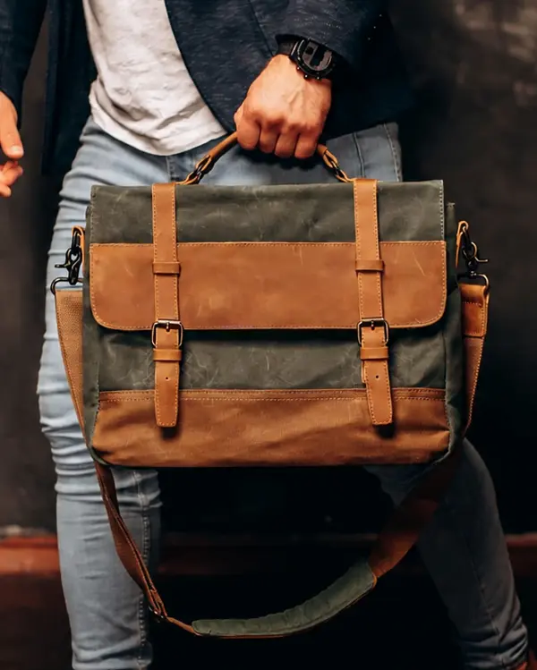 Two Color Suede Leather Custom briefcase By Vixen Leather