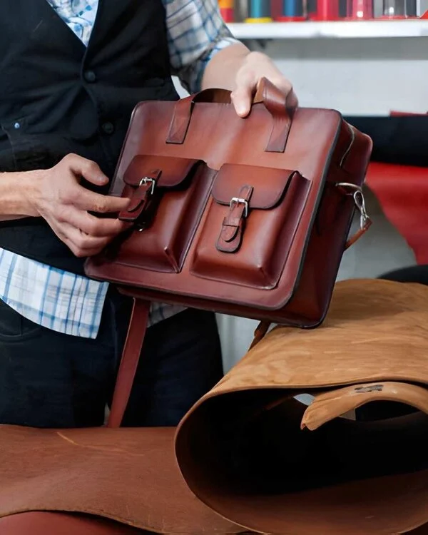 Worker Doing Quality Check of Leather bag in Vixen Leather Factory