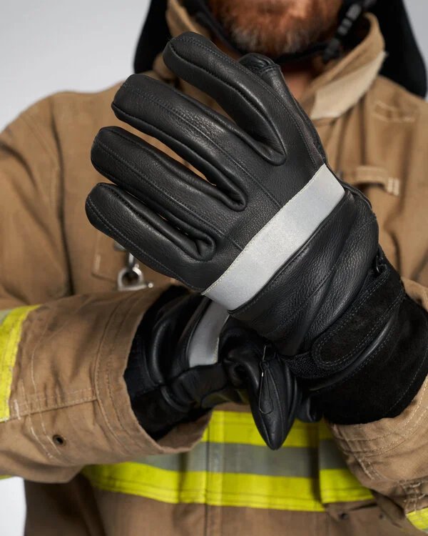 Worker Wearing Premium Quality top grain Welding Glove Manufactured by Schott Leather