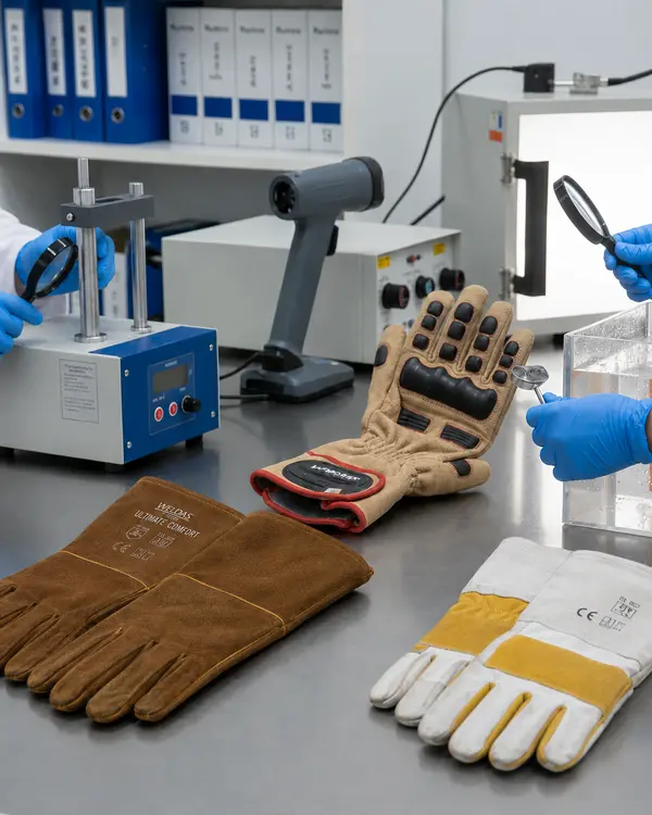 Quality check of Safety gloves at Vixen Leather