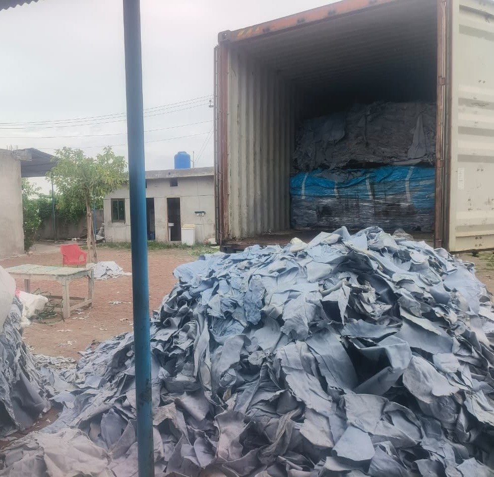 Raw Leather Container unloading at Vixen Leather Tannery Sialkot