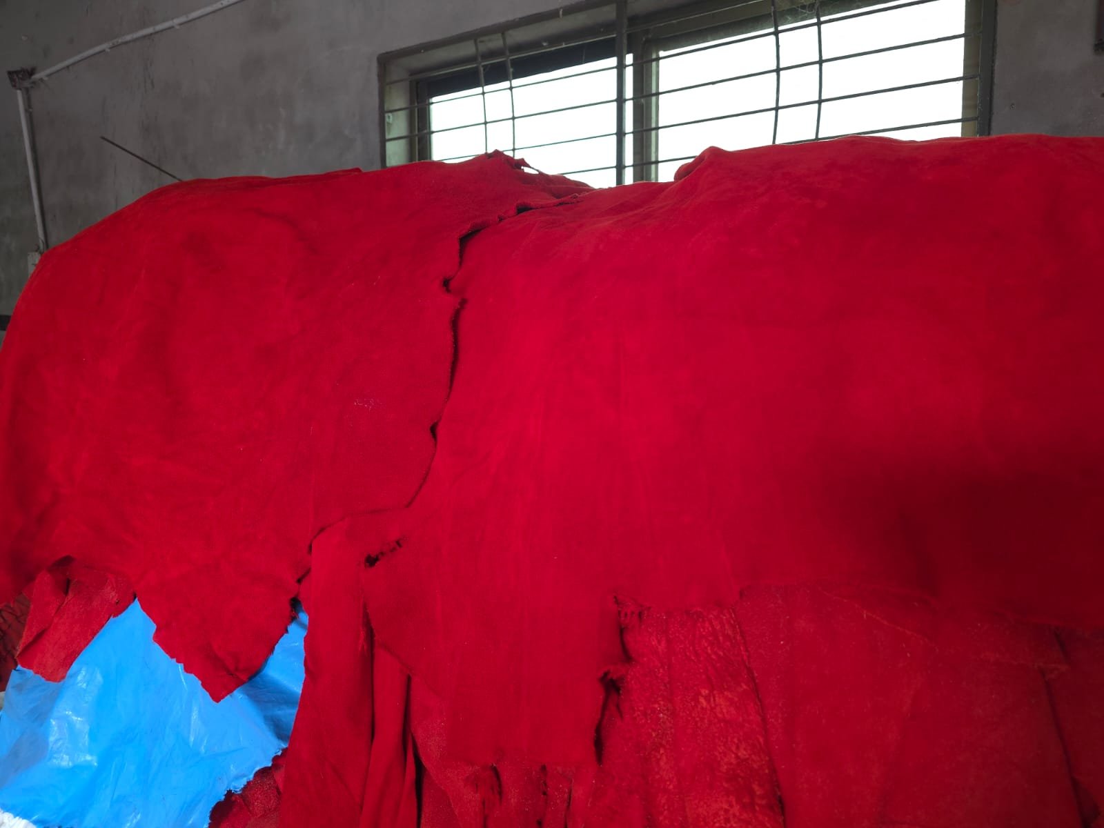Red Dyed Leather Hide Stock